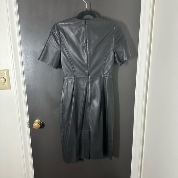 NEW LK Bennett Women's Zena Black 100% Leather Dress Size 4 Fall Classic LBD - Picture 7 of 8